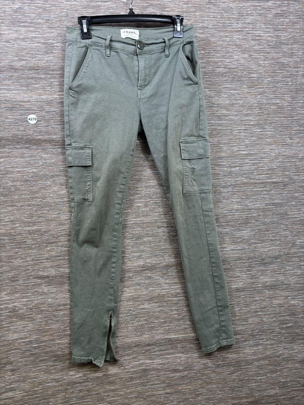 FRAME Le Service Cargo Skinny Pants Platoon Olive Green Womens Size 27 Mid Rise